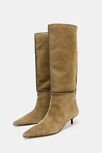 SPLIT LEATHER TOPSTITCHING BOOTS