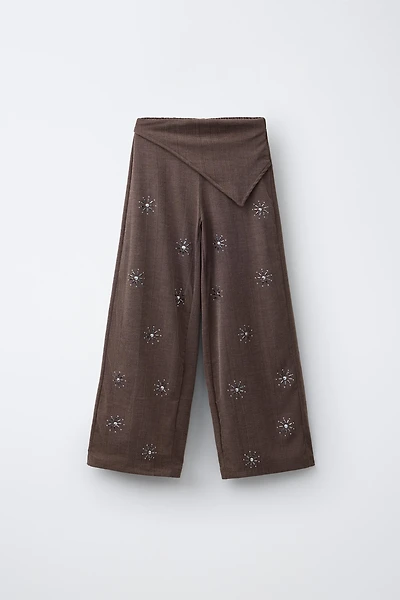 WIDE LEG WRAP PANTS WITH BUTTONS