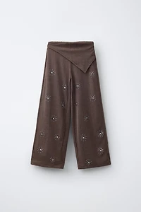 WIDE LEG WRAP PANTS WITH BUTTONS
