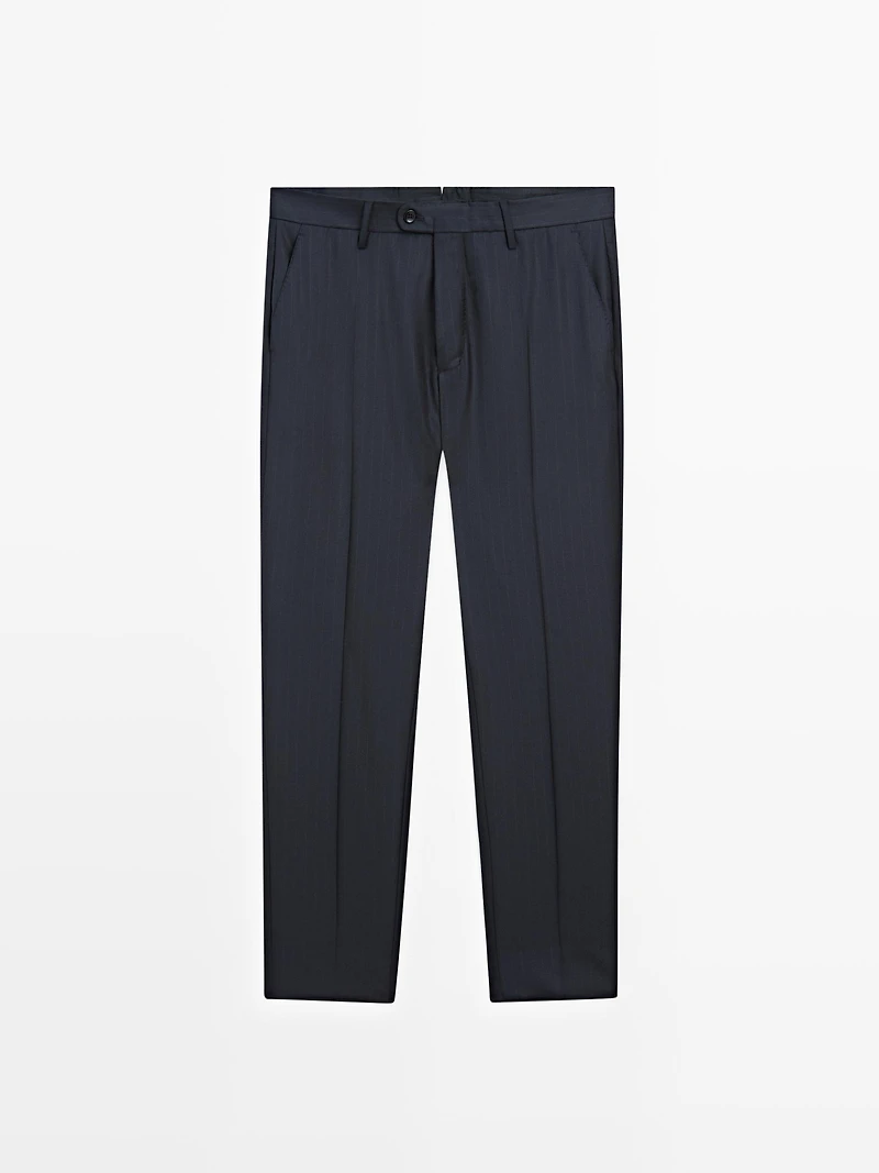 Striped cool wool suit trousers