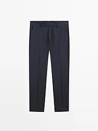 Striped cool wool suit trousers