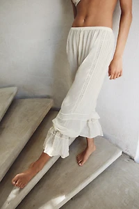 VISCOSE BLEND LACE RUFFLE PANTS