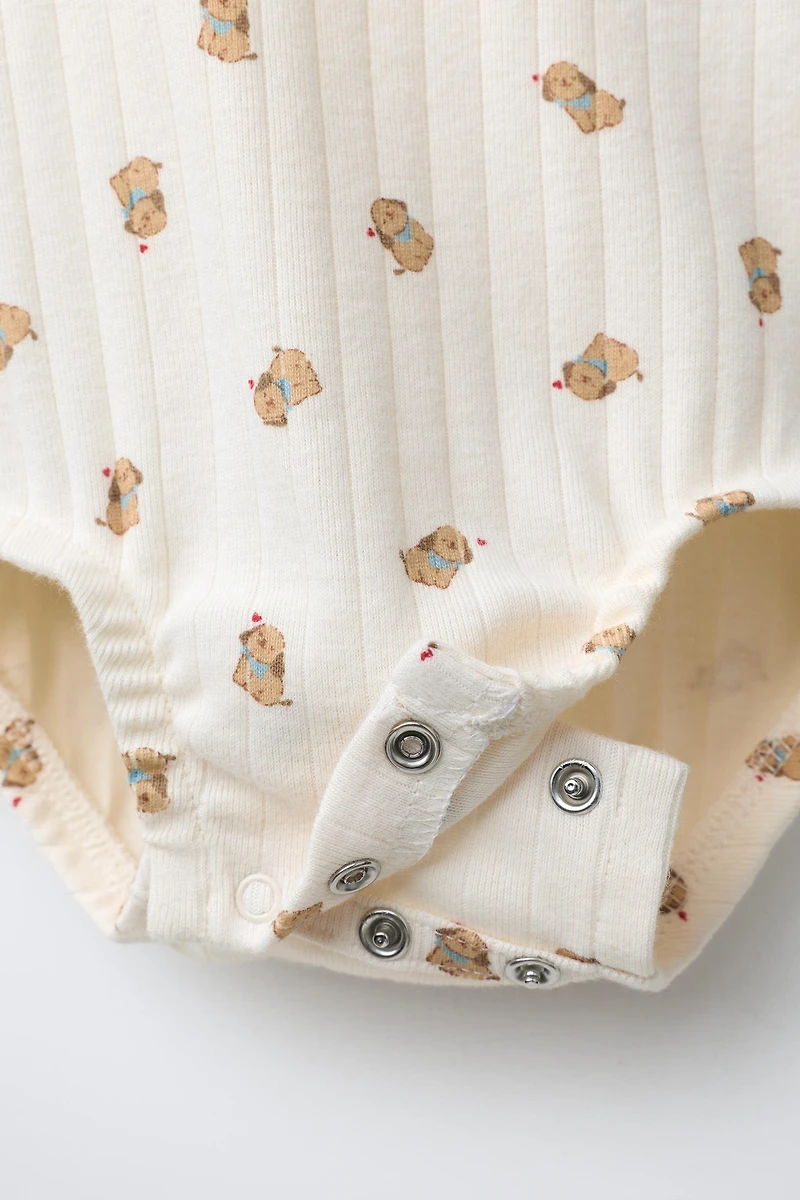 DOG PRINT JACKET, BODYSUIT, AND LEGGINGS SET