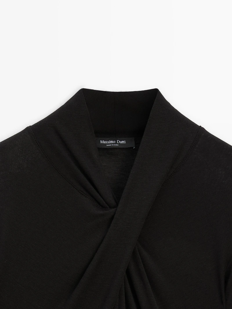 Lyocell and wool crossover top