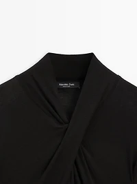 Lyocell and wool crossover top