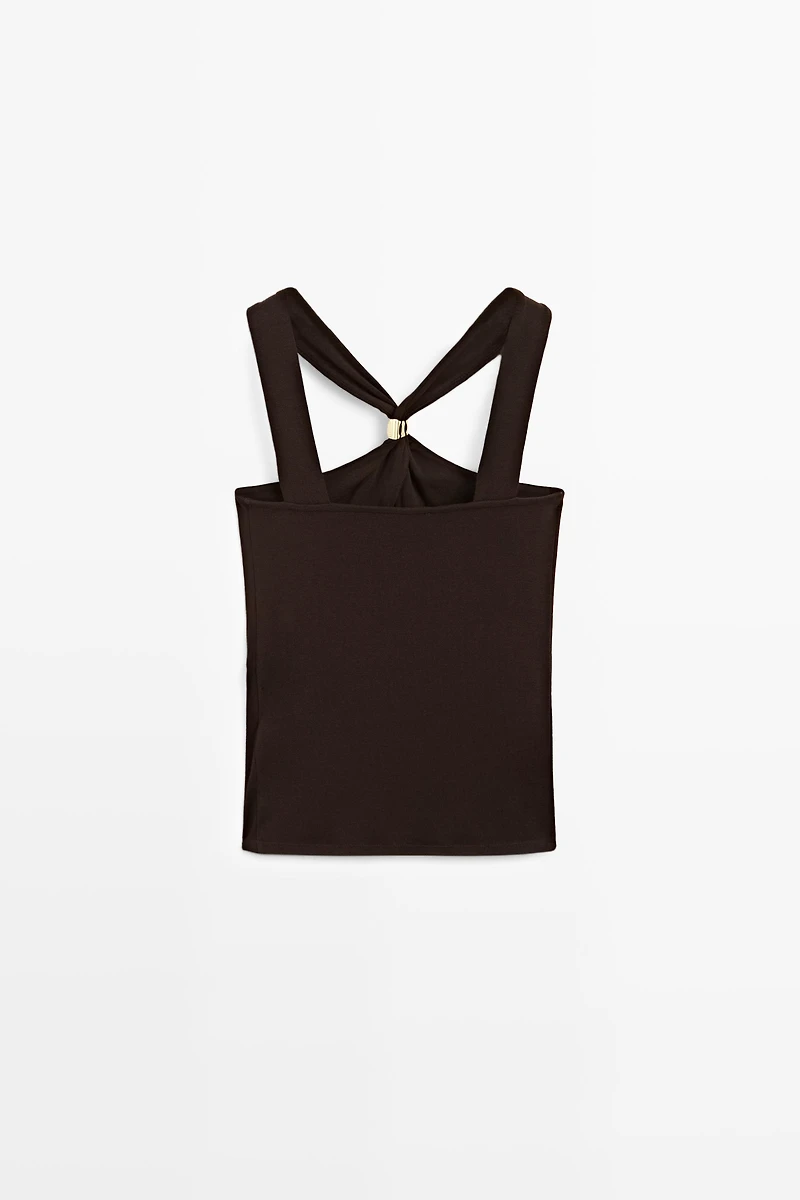 Halter top with jewel straps