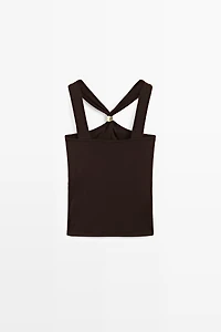 Halter top with jewel straps