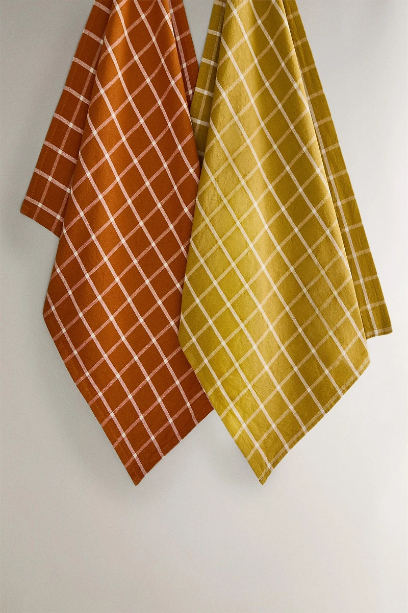 SET OF REGULAR CHECK COTTON KITCHEN TOWELS (SET OF 2)