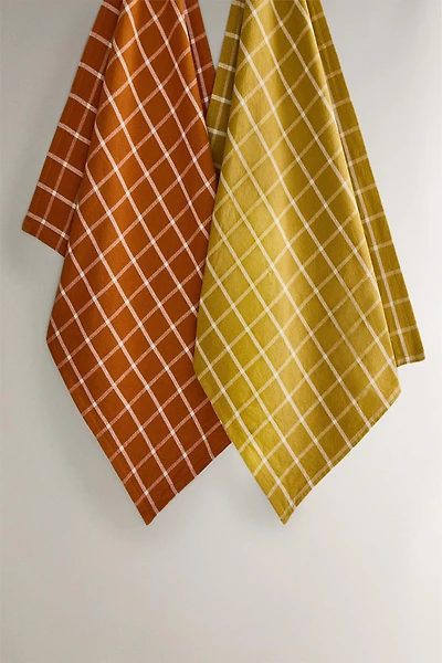 SET OF REGULAR CHECK COTTON KITCHEN TOWELS (SET OF 2)