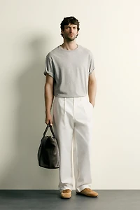 STRAIGHT FIT PLEATED PANTS