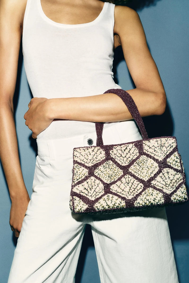 SPARKLY BEADED SHOPPER BAG