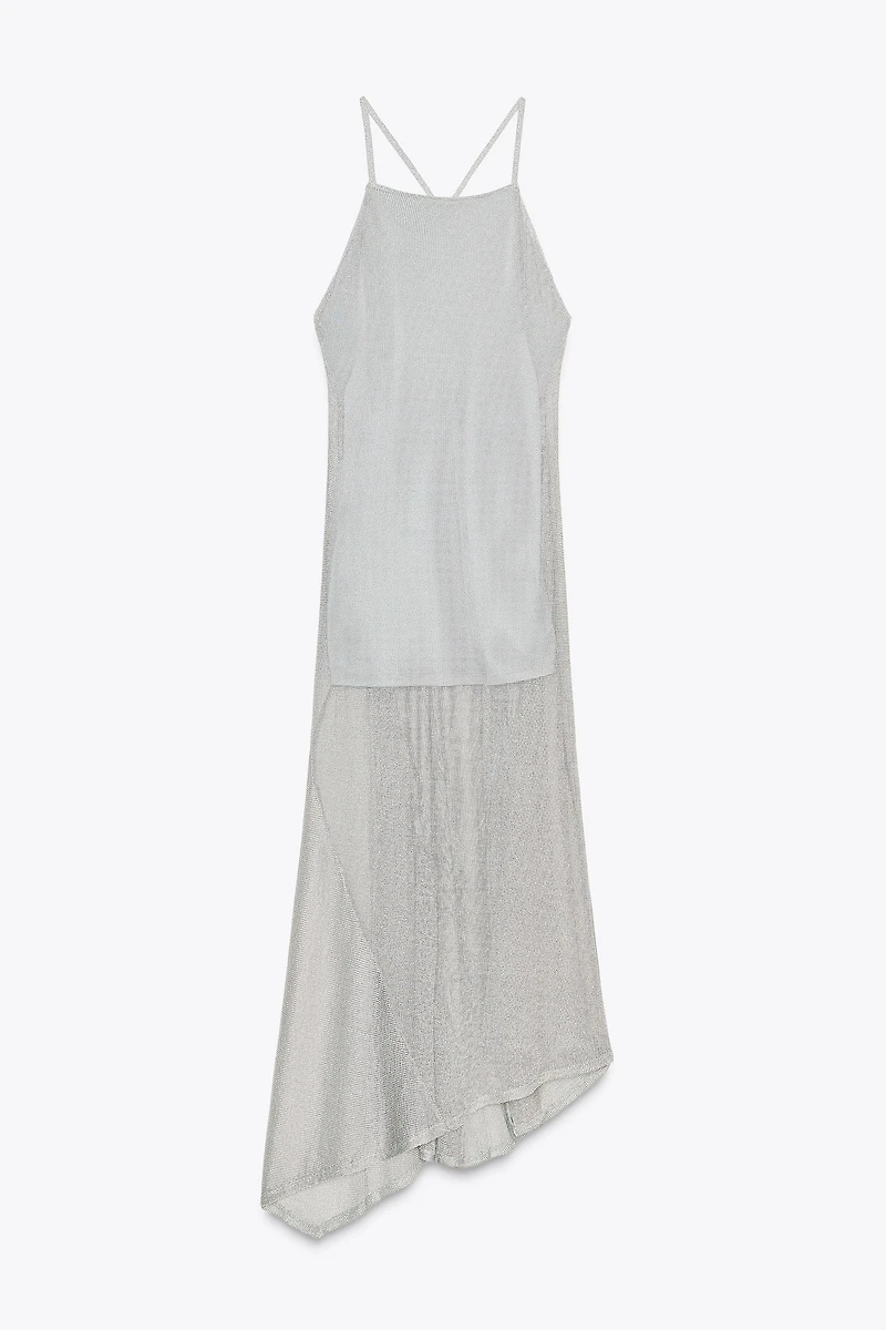 METALLIC THREAD MIDI DRESS