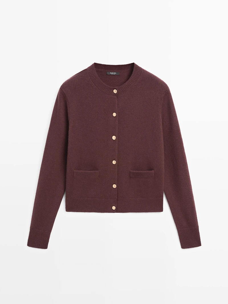 Knit cardigan with gold buttons