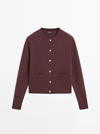 Knit cardigan with gold buttons