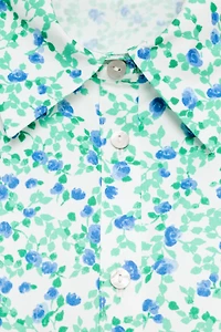 FLORAL PRINT SHOULDER PAD SHIRT