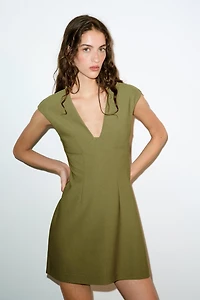 CREPE V-NECK DRESS
