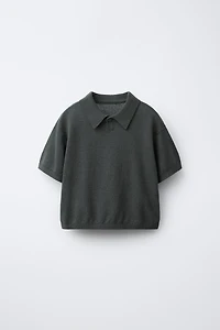 KNIT COTTON LINEN POLO SHIRT
