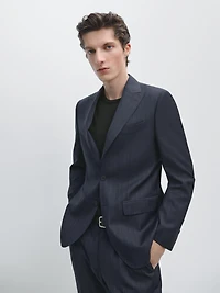 100% wool pinstriped suit blazer