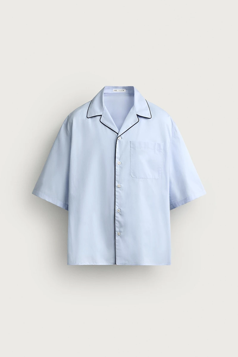 CONTRASTING PIPING RELAXED FIT SHIRT