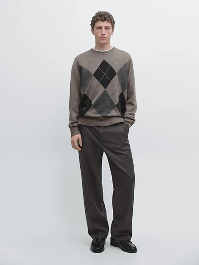 Pantalon relaxed fit en laine mélangée