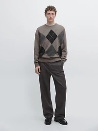 Pantalon relaxed fit en laine mélangée