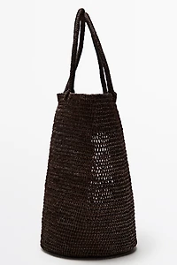 Mini raffia bucket bag