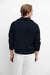 Pull en maille à col camionneur zippé