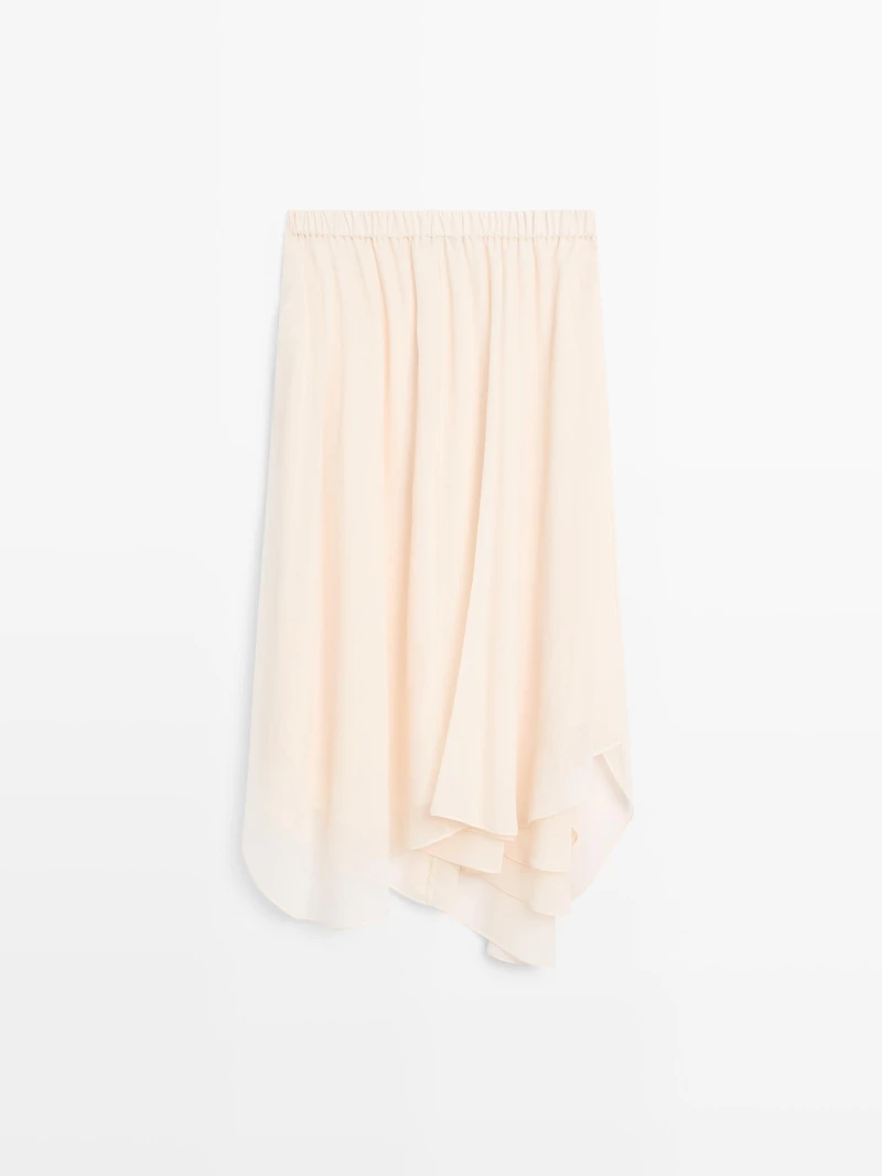 Flowing asymmetric midi skirt