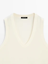 Mercerised cotton V-neck T-shirt