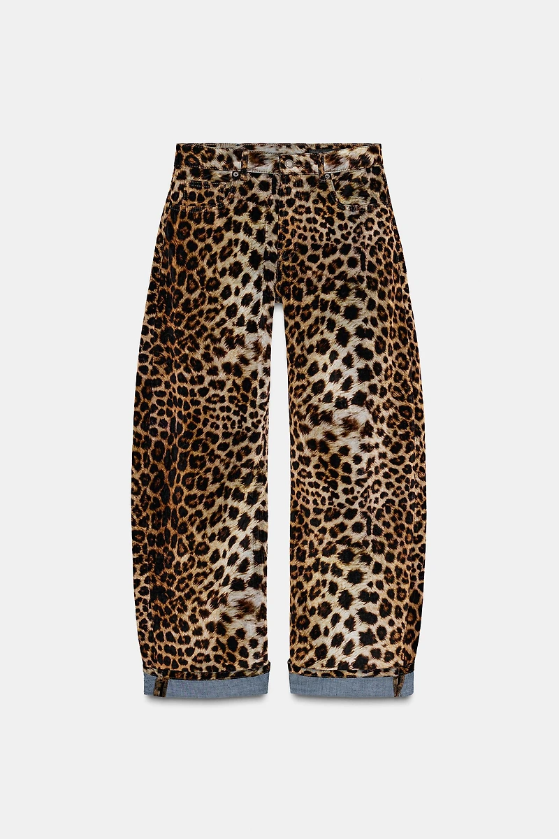 FLOCKED ANIMAL PRINT PANTS ZW COLLECTION LIMITED EDITION