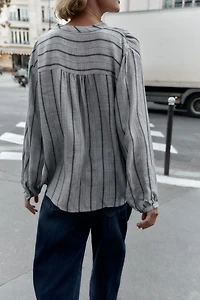 WOVEN STRIPED BLOUSE
