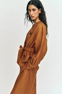 BELTED LINEN SAFARI JACKET