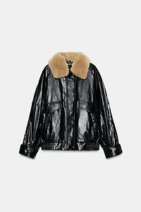 VESTE AVEC COL EFFET FOURRURE ZW COLLECTION