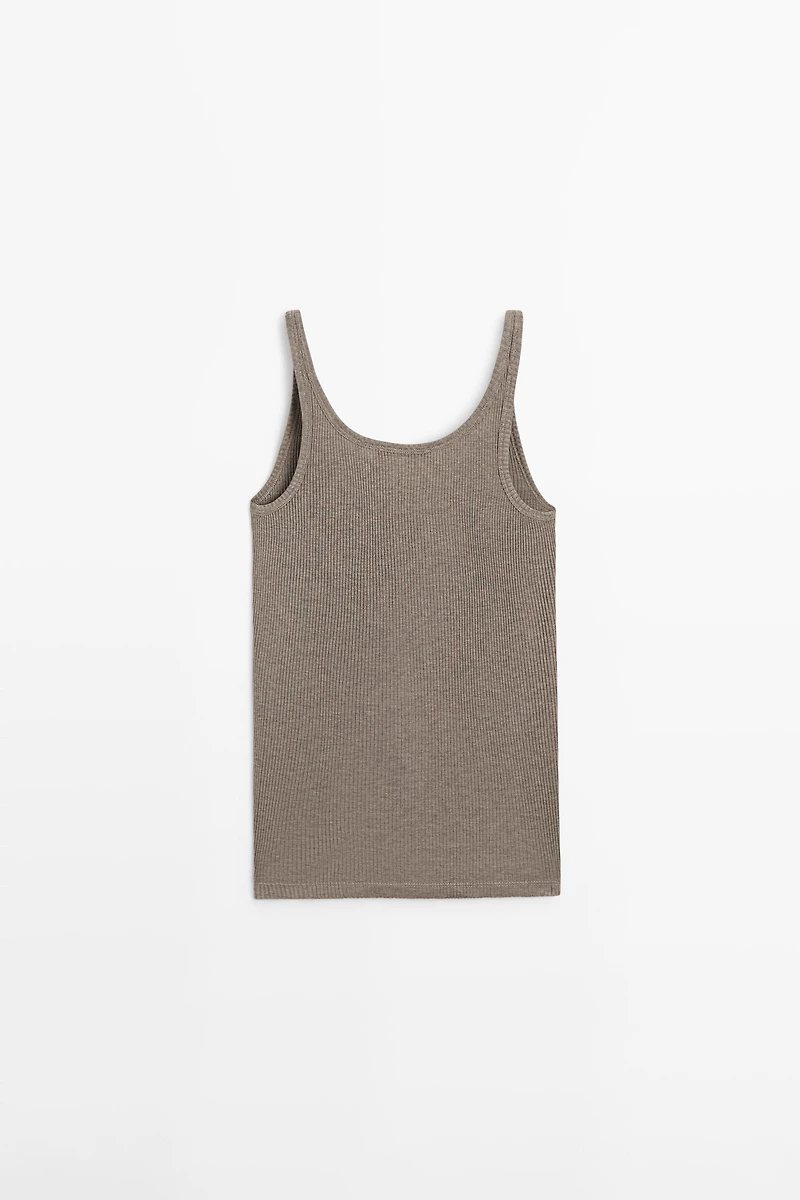 Ribbed silk blend strappy top