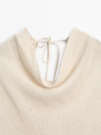 100% cotton knit sweater with back ties