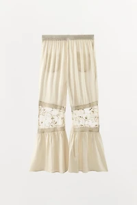 COMBINATION LACE FLORAL EMBROIDERED PANTS