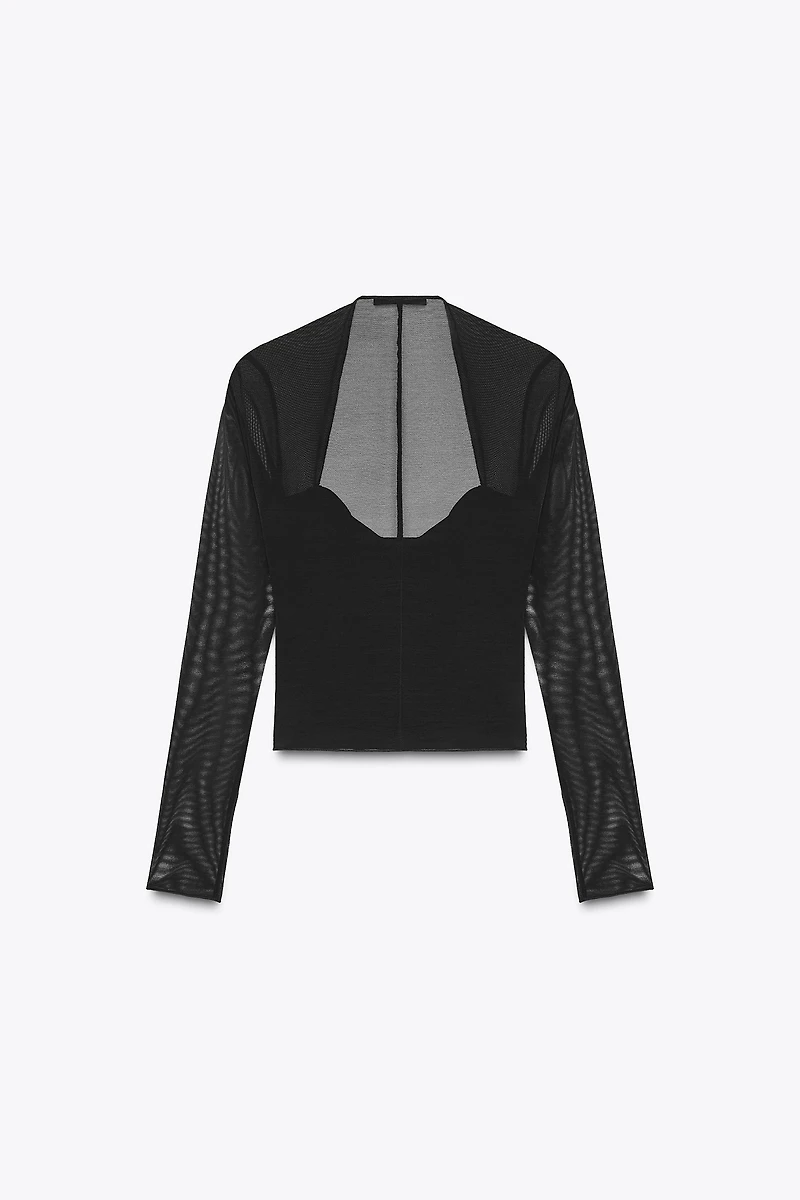 FITTED COMBINATION TULLE TOP