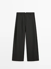 Striped wool blend wide-leg trousers