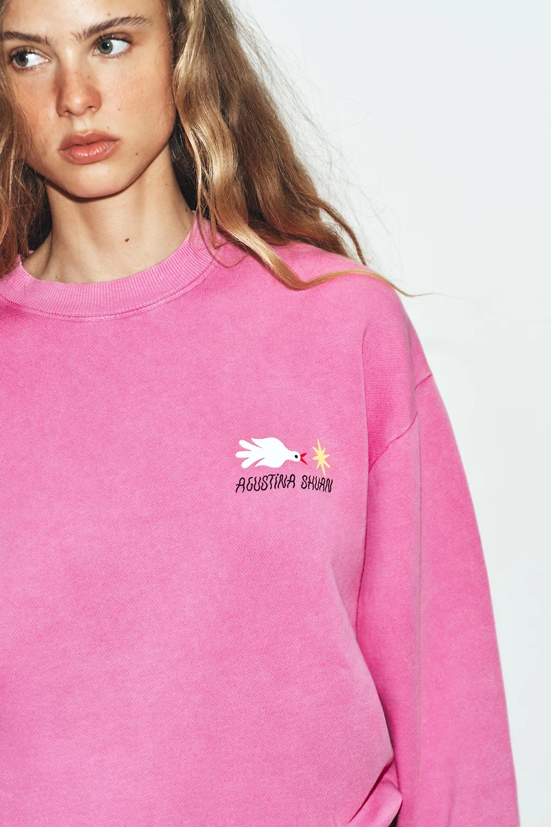 AGUSTINA SHUAN PRINT WASHED EFFECT SWEATSHIRT
