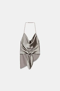 SATIN EFFECT HALTER TOP