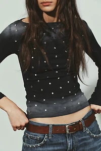 WASHED EFFECT STUDDED T-SHIRT