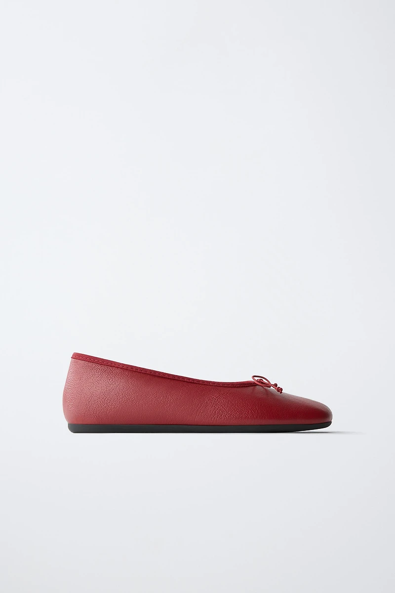 BALLERINES À NŒUD EN CUIR