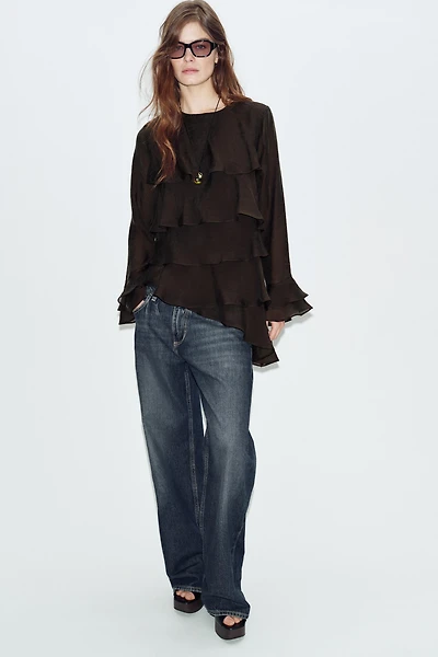 ASYMMETRIC RUFFLED TOP