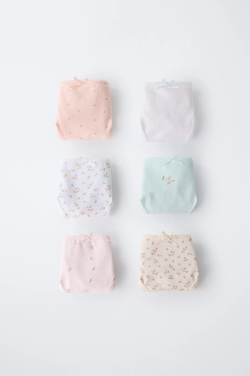 1 1/2-6 ANS/ LOT DE SIX CULOTTES À FLEURS