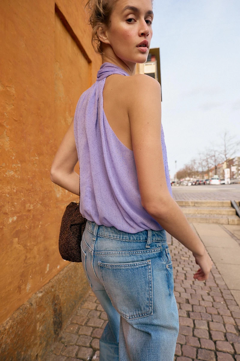 TOP HALTER BOULE À POIS