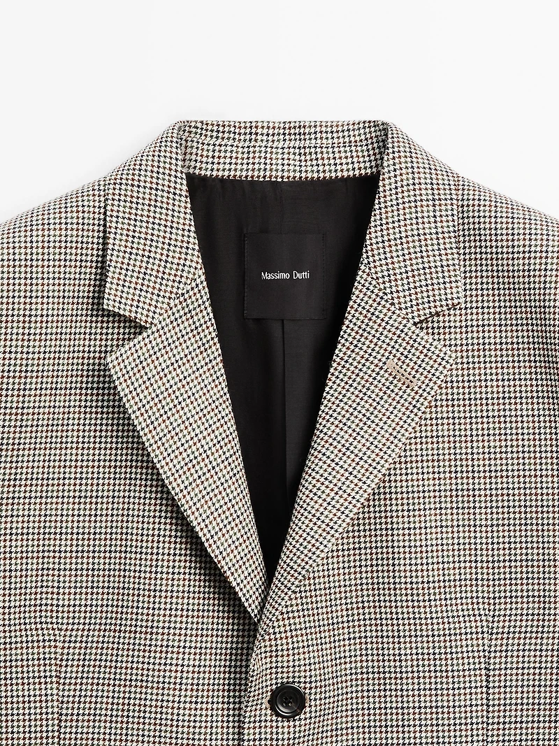 100% wool houndstooth blazer