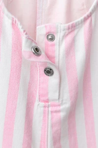 STRIPED TWILL LONG OVERALLS