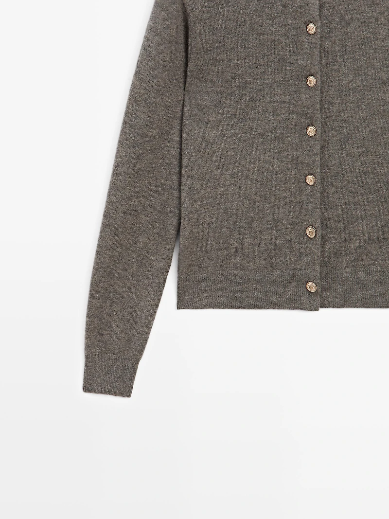 100% wool cardigan with gold buttons