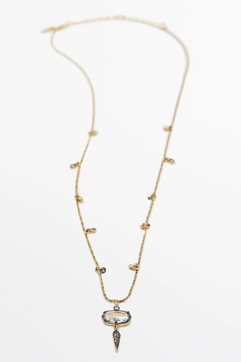 Collier pièce cristal antique