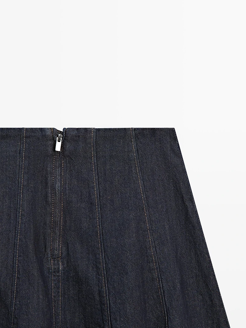 Jupe midi denim à godets